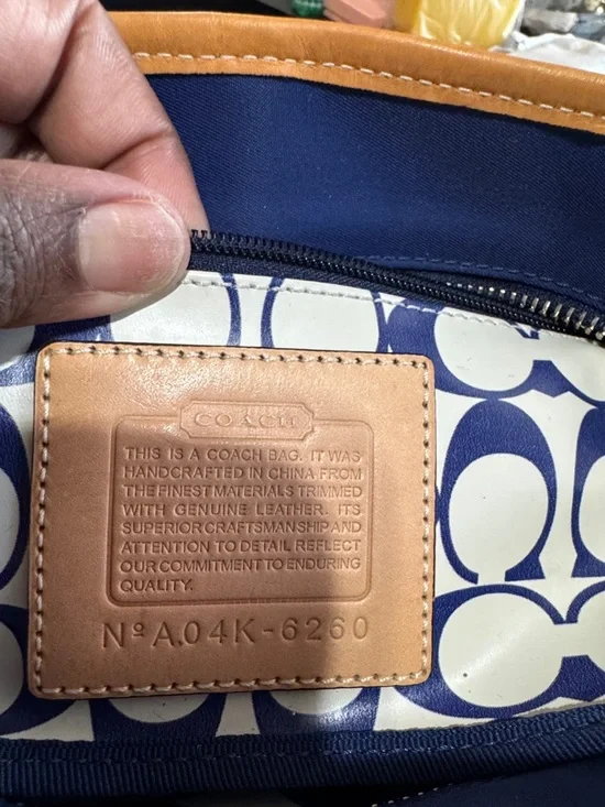 Vintage Y2K Coach Legacy Nylon Leather Mini Tote Bag in Navy & Brown EUC - Picture 10 of 10